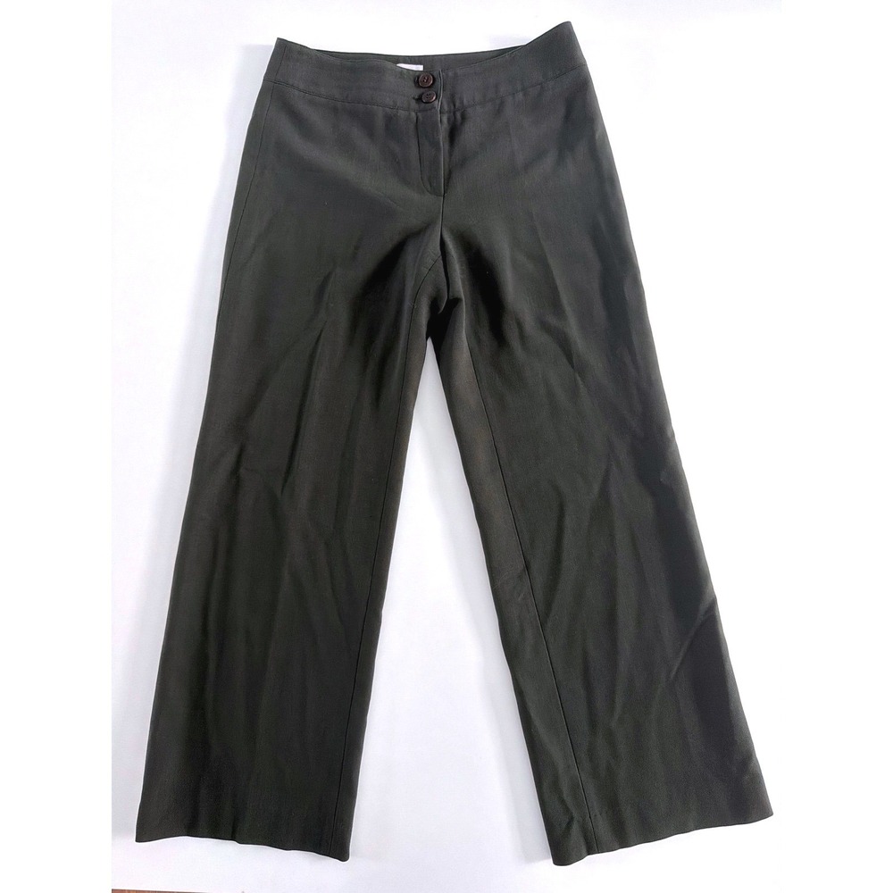 Armani Collezioni Womens Made in Italy Wide Leg Trousers Grey Green Size 6